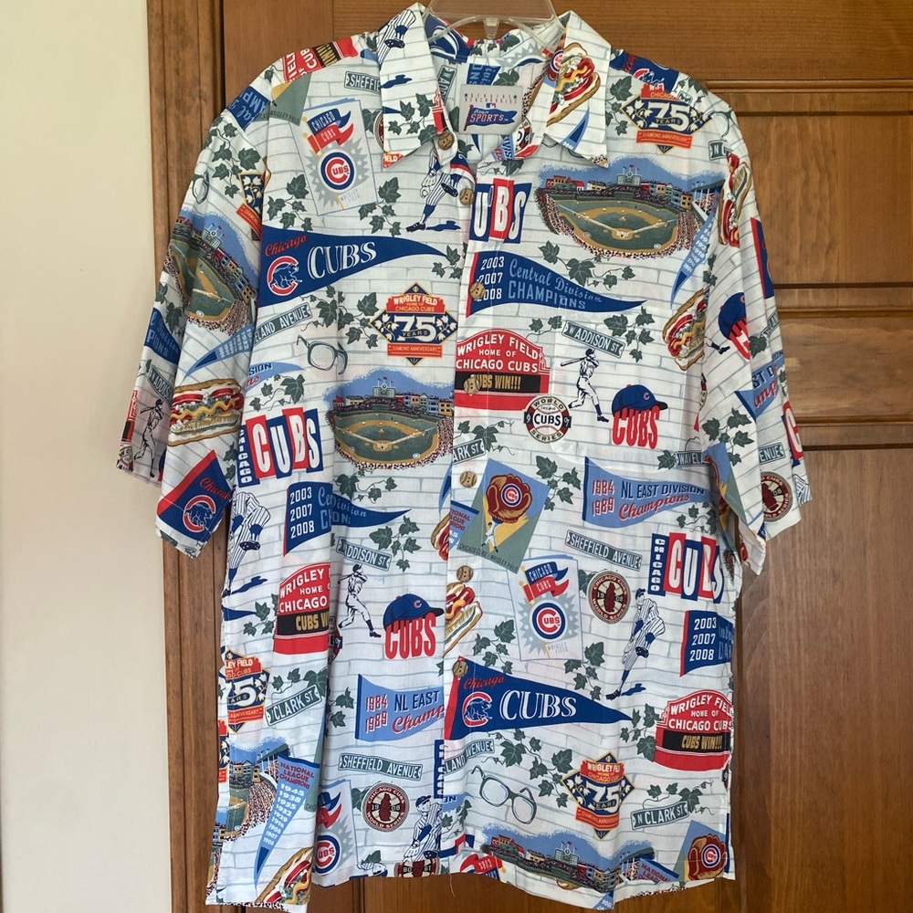 Chicago Cubs Hawaiian shirt cotton mens large Reyn Sports